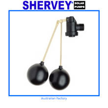 Load image into Gallery viewer, A Double acting floating kit with two dam floats on the end of a stick connected to a valve
